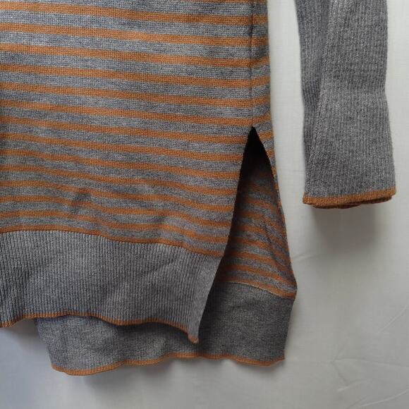 Anthropologie Elise Ribbed Tunic Size Small Gray Orange Stripe Off-the-Shoulder - Picture 4 of 9